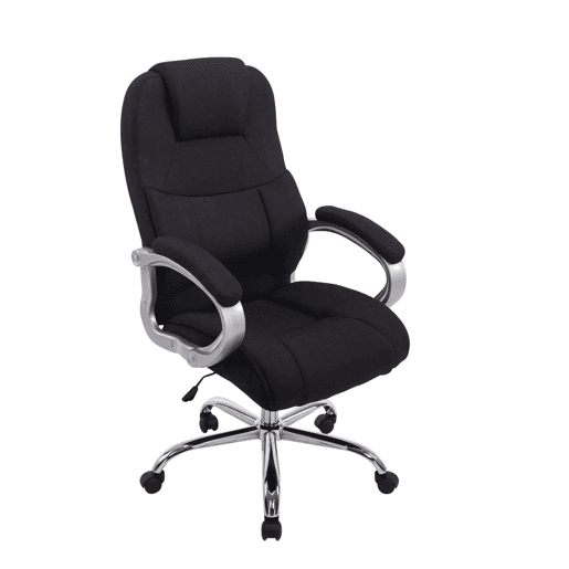 Cadeira de escritório XXL Apoll em tecido com assento ergonómico e apoios de braços 66x70x113cm Cor Preto