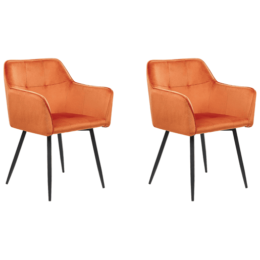 Conjunto de 2 cadeiras de jantar JASMIN Veludo Laranja