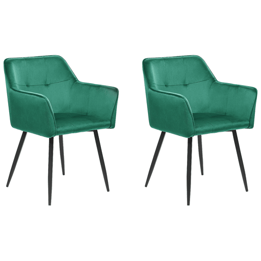 Conjunto de 2 cadeiras de jantar JASMIN Veludo Verde esmeralda