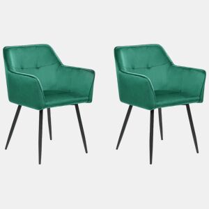 Conjunto de 2 cadeiras de jantar JASMIN Veludo Verde esmeralda