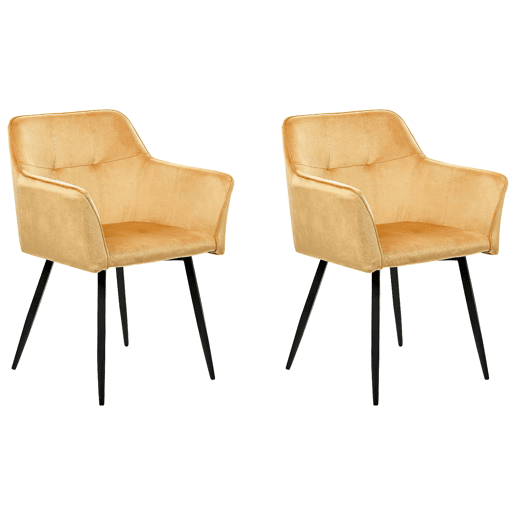 Conjunto de 2 cadeiras de jantar JASMIN Veludo Mostarda