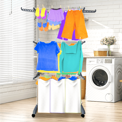 Estendal de roupa dobrável XXL 3 níveis