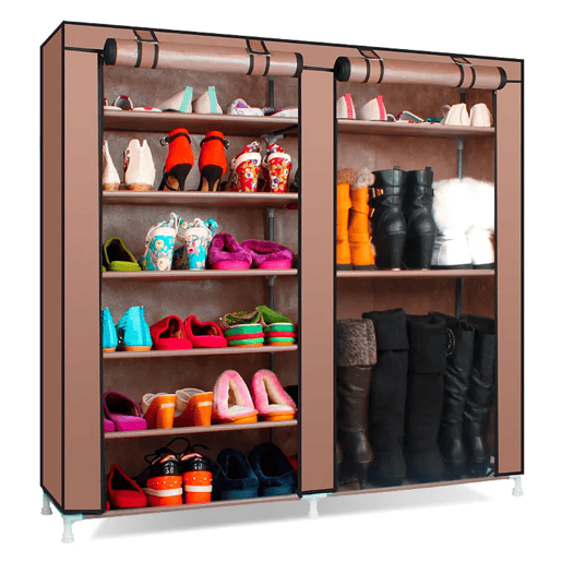 Sapateira de tecido para sapatos e botas com portas de correr 110x120x30 cm