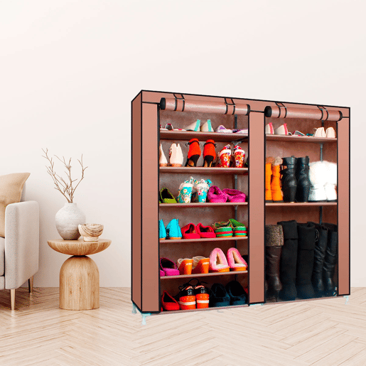 Sapateira de tecido para sapatos e botas com portas de correr 110x120x30 cm