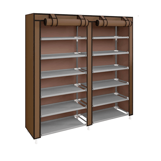 Sapateira de tecido com portas de zíper 110x120x30 cm