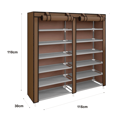 Sapateira de tecido com portas de zíper 110x120x30 cm