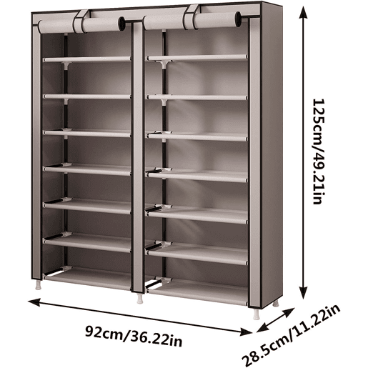 Sapateira Tecido para Calçados com 2 Portas com Zíper 125x92x28,5cm, 28 pares.