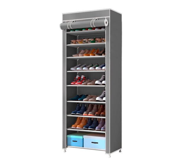Armario zapatero tela con puertas cremallera 160x60x30 cm