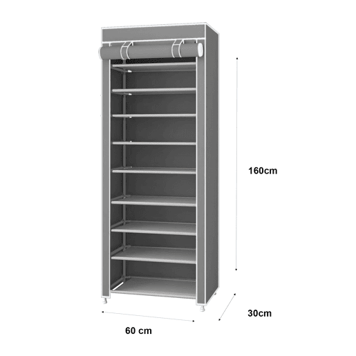 Sapateira de tecido com portas de correr 160x60x30 cm
