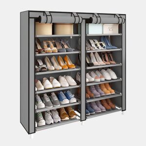 Sapateira de tecido com portas de correr 110x120x30 cm