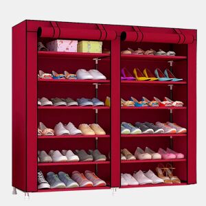 Sapateira de tecido com portas de correr 110x120x30 cm