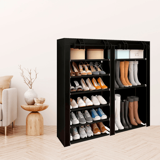 Sapateira de Tecido para Sapatos e Botas com Portas Zip 110x120x30 cm
