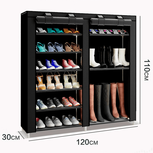 Sapateira de Tecido para Sapatos e Botas com Portas Zip 110x120x30 cm