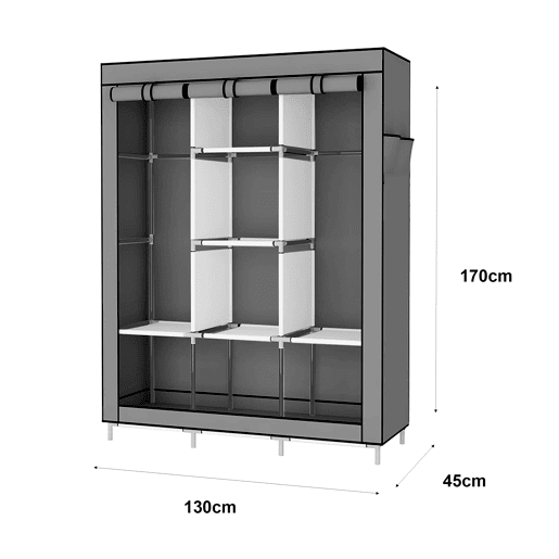 Armário Penteadeira Tecido Com Portas Zip e Bolsos Laterais Nyana Home Medidas 170x127x45cm