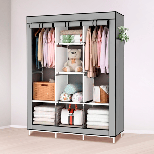Armário Penteadeira Tecido Com Portas Zip e Bolsos Laterais Nyana Home Medidas 170x127x45cm