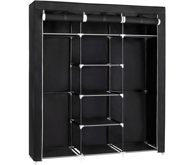 Armario vestidor de tela nyana home 170x150x45cm, 3 puertas, 7 huecos, 1 ropero