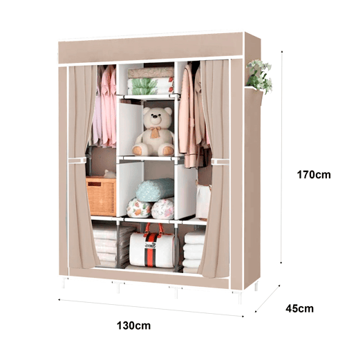 Armário Penteadeira Tecido Com Portas Zip e Bolsos Laterais Nyana Home Medidas 170x127x45cm Armário Penteadeira Tecido Com Portas Zip e Bolsos Laterais Nyana Home Medidas 170x127x45cm