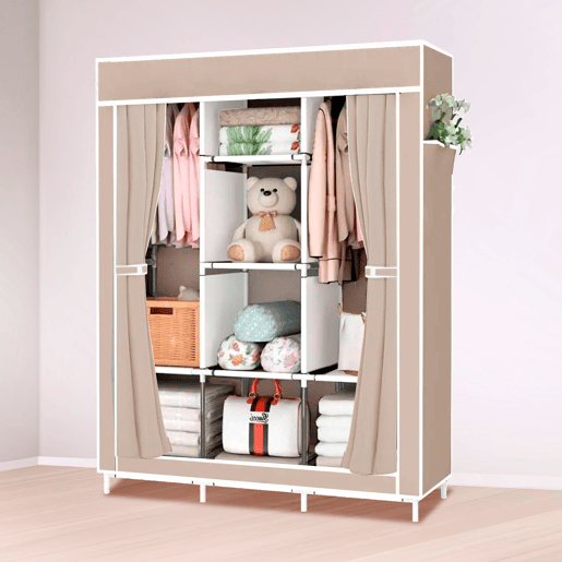 Armário Penteadeira Tecido Com Portas Zip e Bolsos Laterais Nyana Home Medidas 170x127x45cm Armário Penteadeira Tecido Com Portas Zip e Bolsos Laterais Nyana Home Medidas 170x127x45cm