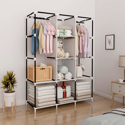 Armário Penteadeira Tecido Com Portas Zip e Bolsos Laterais Nyana Home Medidas 170x127x45cm Armário Penteadeira Tecido Com Portas Zip e Bolsos Laterais Nyana Home Medidas 170x127x45cm