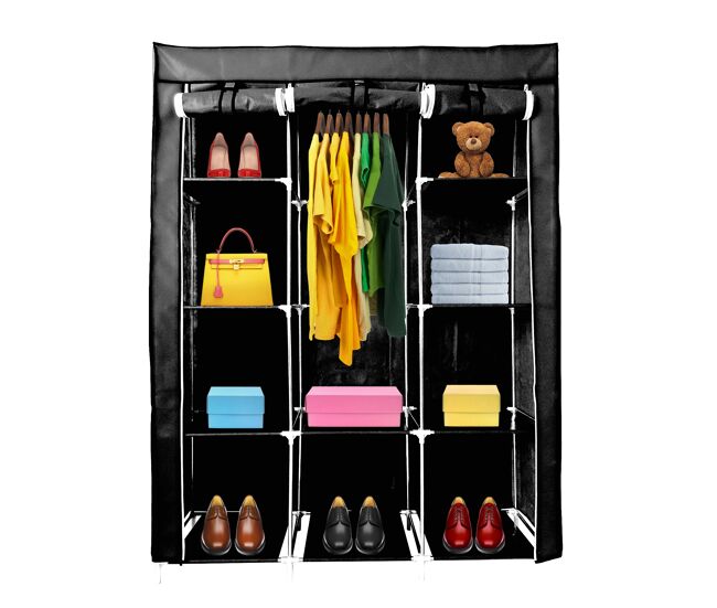 Armario vestidor de tela con puertas de cremallera nyana home medidas 170x130x45cm