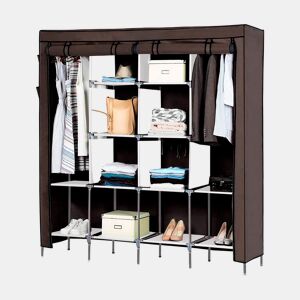 Guarda-roupa Tecido Com Portas Zip e Bolsos Laterais Nyana Home Medidas 170x167x45cm
