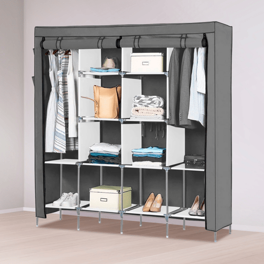 Guarda-roupa Tecido Com Portas Zip e Bolsos Laterais Nyana Home Medidas 170x167x45cm Guarda-roupa Tecido Com Portas Zip e Bolsos Laterais Nyana Home Medidas 170x167x45cm