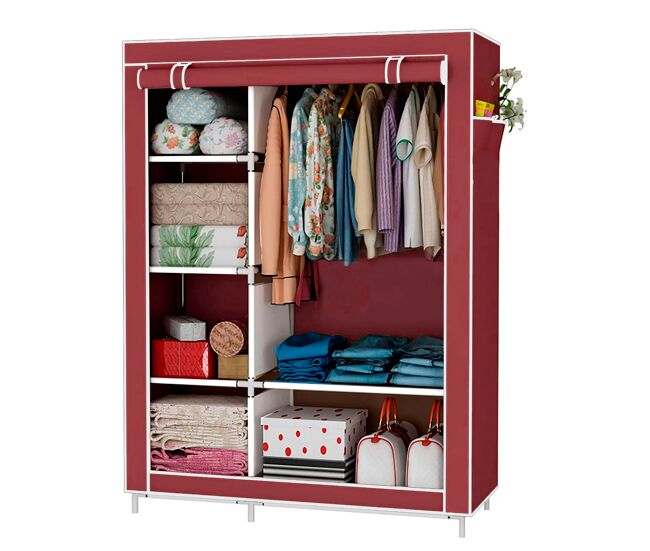 Armario vestidor tela con bolsillos laterales 170x105x45 cm