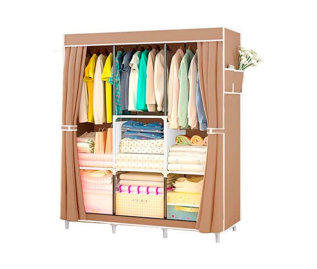 Armario vestidor tela con bolsillos laterales 158x106x45 cm