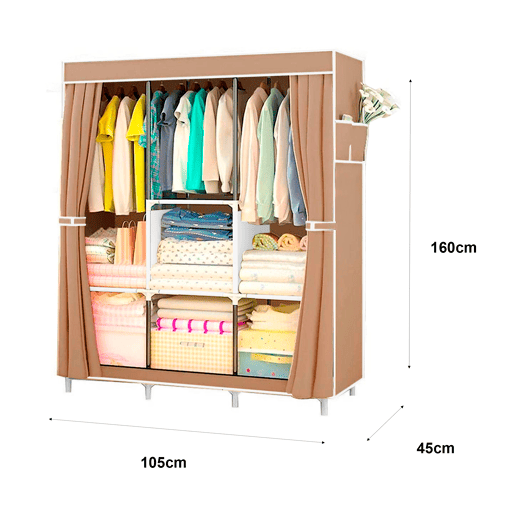 Guarda-roupa de tecido com bolsos laterais 158x106x45 cm