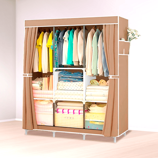 Guarda-roupa de tecido com bolsos laterais 158x106x45 cm