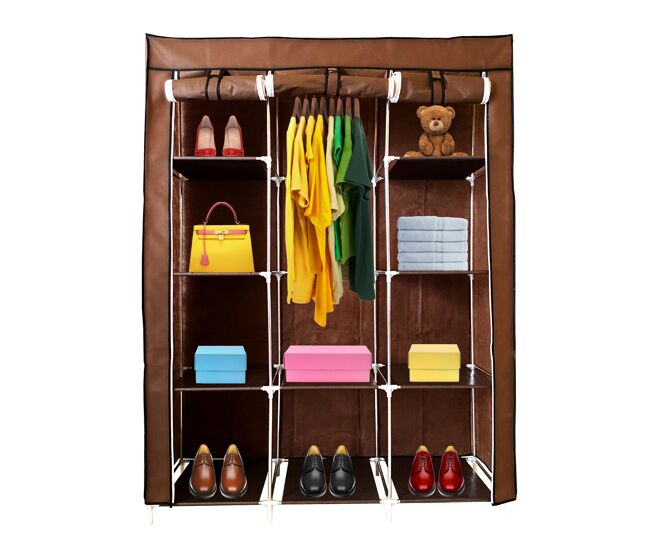 Armario vestidor de tela con puertas de cremallera nyana home medidas 170x130x45cm