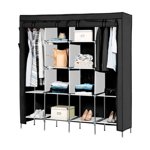 Guarda-roupa Tecido Com Portas Zip e Bolsos Laterais Nyana Home Medidas 170x167x45cm