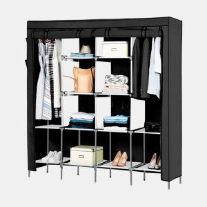 Guarda-roupa Tecido Com Portas Zip e Bolsos Laterais Nyana Home Medidas 170x167x45cm