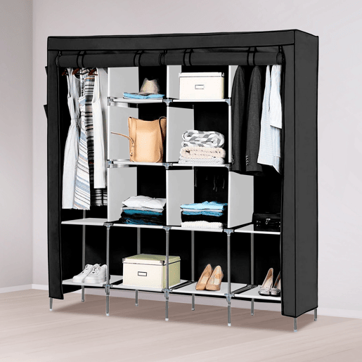 Guarda-roupa Tecido Com Portas Zip e Bolsos Laterais Nyana Home Medidas 170x167x45cm