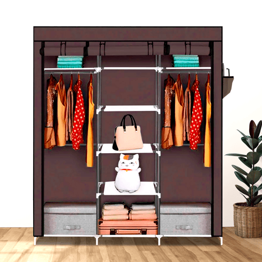 Guarda-roupa Tecido Nyana Home 170x150x45cm, 3 portas, 7 furos, 1 guarda-roupa Guarda-roupa Tecido Nyana Home 170x150x45cm, 3 portas, 7 furos, 1 guarda-roupa