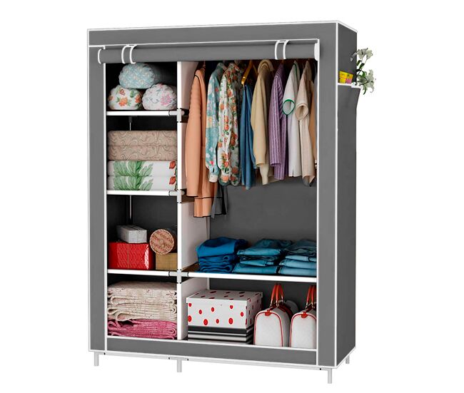 Armario vestidor tela con bolsillos laterales 170x105x45 cm