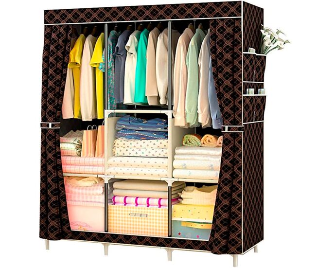Armario vestidor tela con bolsillos laterales 158x106x45 cm