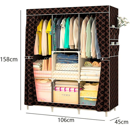 Guarda-roupa de Tecido com Bolsos Laterais 158x106x45 cm