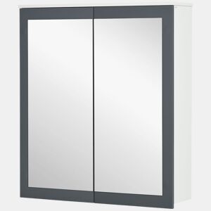 kleankin Armário de Casa de Banho com Espelho Armário Casa de Banho de Parede Móvel Casa de Banho Suspenso com 2 Portas e Prateleiras Ajustáveis 69x17x75,5 cm Branco e Cinza