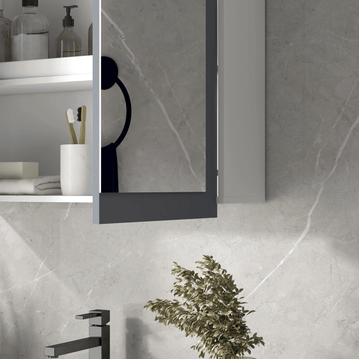 kleankin Armário de Casa de Banho com Espelho Armário Casa de Banho de Parede Móvel Casa de Banho Suspenso com 2 Portas e Prateleiras Ajustáveis 69x17x75,5 cm Branco e Cinza