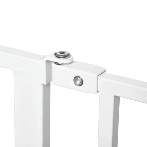 PawHut Barreira de Segurança para Cães Extensível para Escadas e Portas 75-145cm com 3 Extensões e 10 cm 20cm e 30cm Montagem a Pressão Aço Altura 76cm Branco