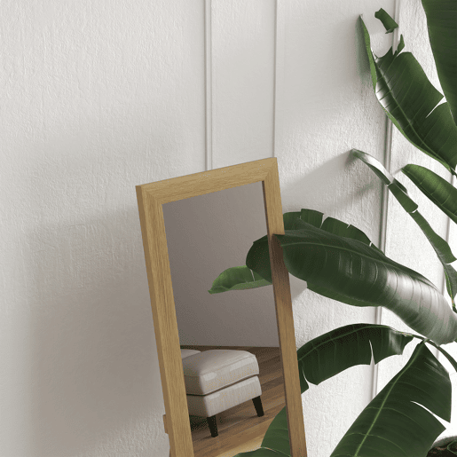 HOMCOM Espelho de Corpo Inteiro 37x155 cm Espelho de Pé Espelho de Parede Retangular com Estrutura de Madeira Decorativo para Sala de Estar Dormitório Corredor Madeira