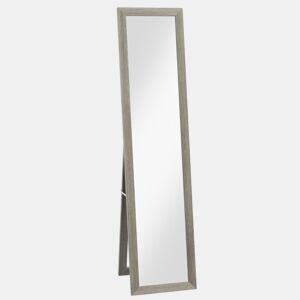 HOMCOM Espelho de Corpo Inteiro 37x155 cm Espelho de Pé Espelho de Parede Retangular com Estrutura de Madeira Decorativo para Sala de Estar Dormitório Corredor Cinza