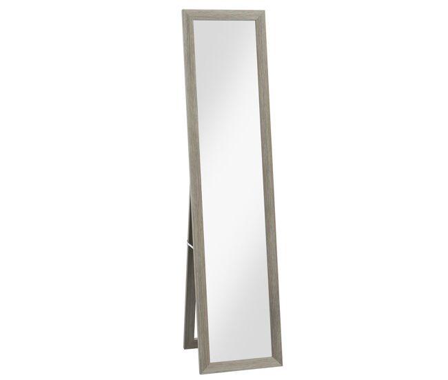 Homcom espejo de cuerpo entero 37x155 cm espejo de pie espejo de pared forma rectangular con marco de madera decorativo para salón dormitorio pasillo gris