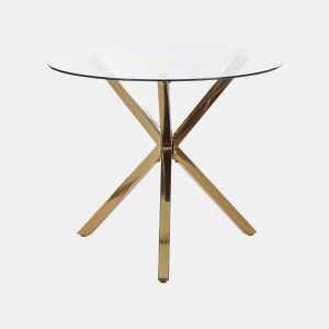 Mesa de jantar SAVONI Dourado 90 cm 90 cm Vidro de segurança (temperado)