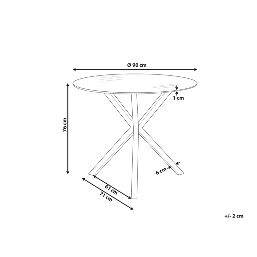 Mesa de jantar SAVONI Dourado 90 cm 90 cm Vidro de segurança (temperado)