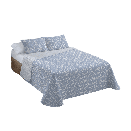 Edredão Bouti Estampado + Capa de Almofada Évora Azul 150cm Cama 250x260cm