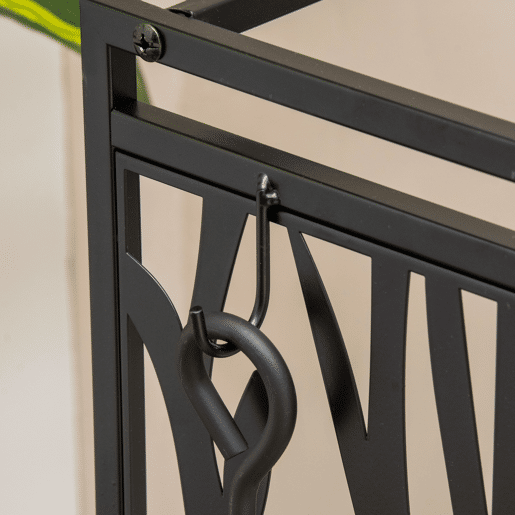 HOMCOM Suporte para Lenhas Suporte de Armazenamento para Lenhas 46x30x70 cm Suporte para Lenhas com 4 Ferramentas para Interior e Exterior Preto