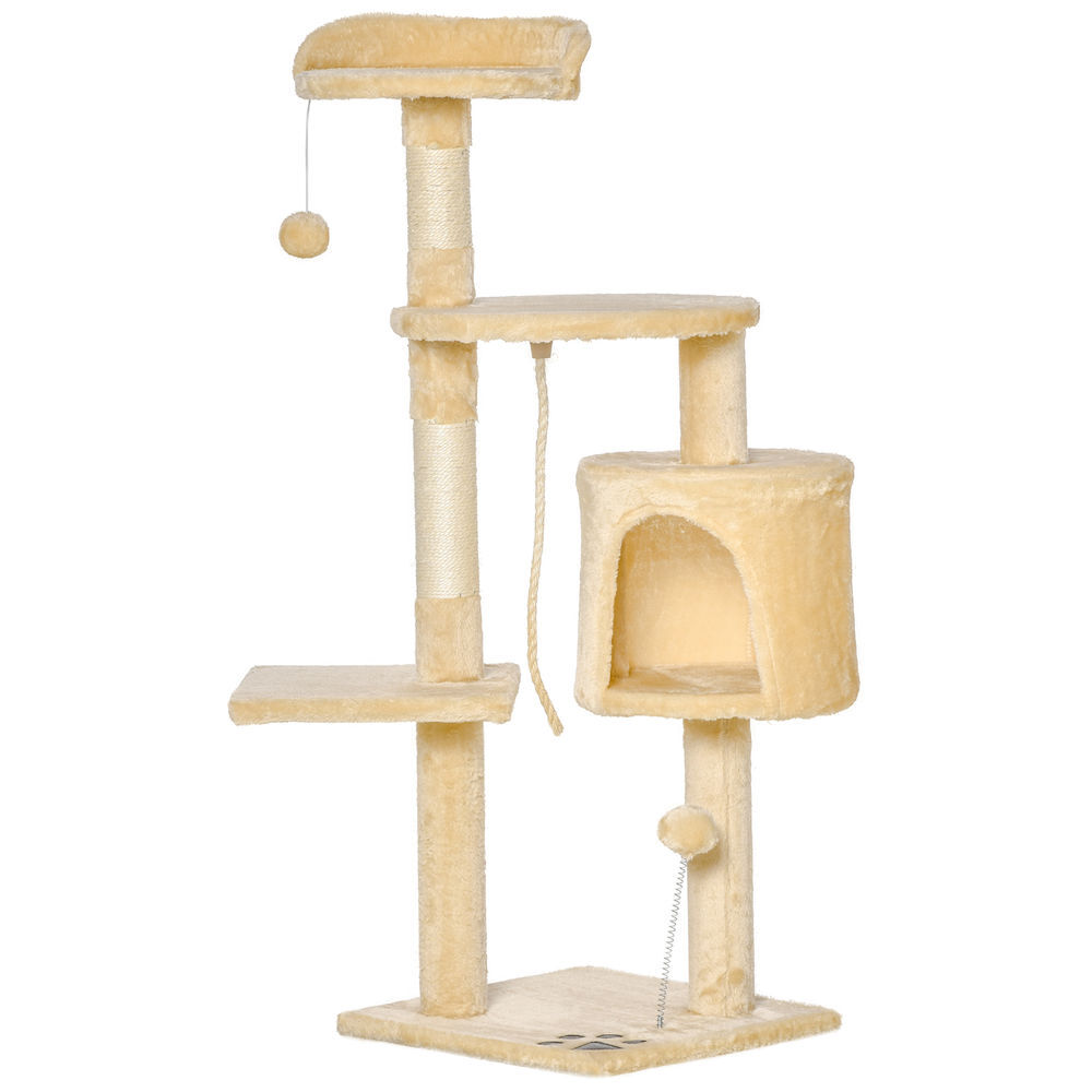 Árbol para Gato Aglomerado de madera, Felpa Larga, Sisal PawHut