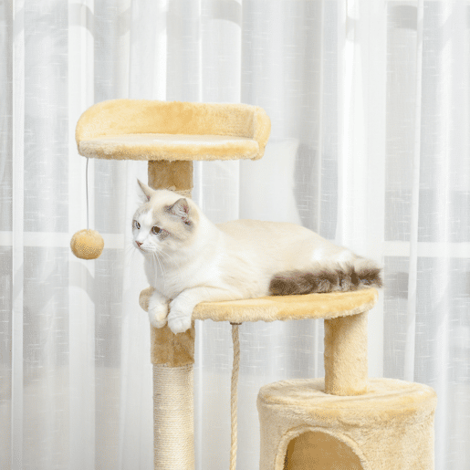 PawHut Arranhador para Gatos Grande Arranhador para Gatos com Plataformas Caverna Cama e Bolas Suspensa 40x40x114 cm Bege PawHut Arranhador para Gatos Grande Arranhador para Gatos com Plataformas Caverna Cama e Bolas Suspensa 40x40x114 cm Bege